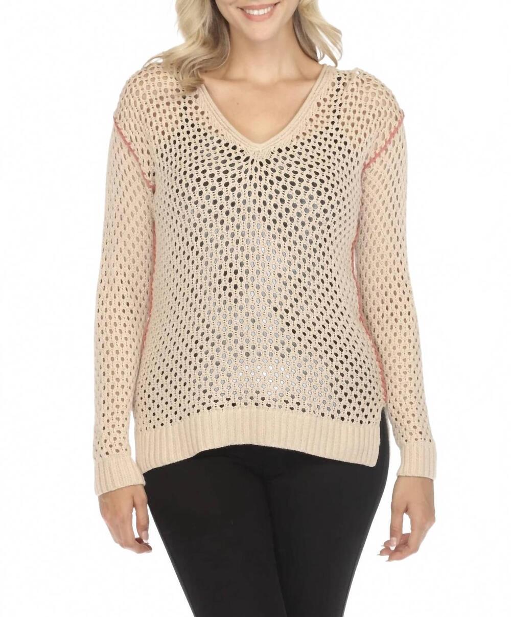 NEW JOHNNY WAS theresa crochet sweater in cream